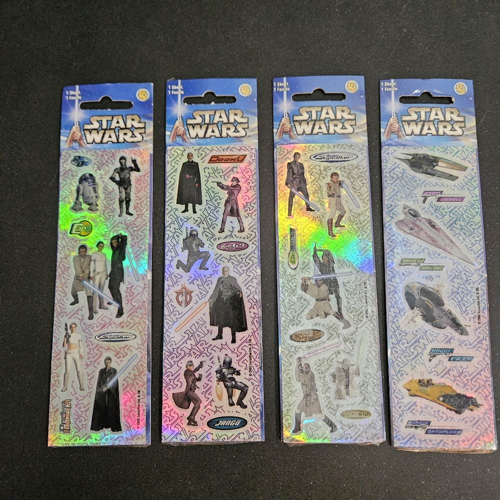 Star Wars Sandylion Hologram Foil Sticker Set (Lot of 4) 2002